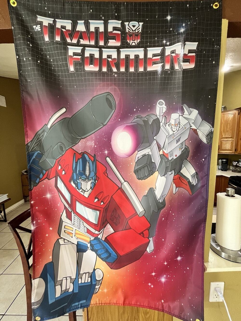 GIANT 5FT Transformers Flag Megatron Optimus Prime Movie VHS 1986